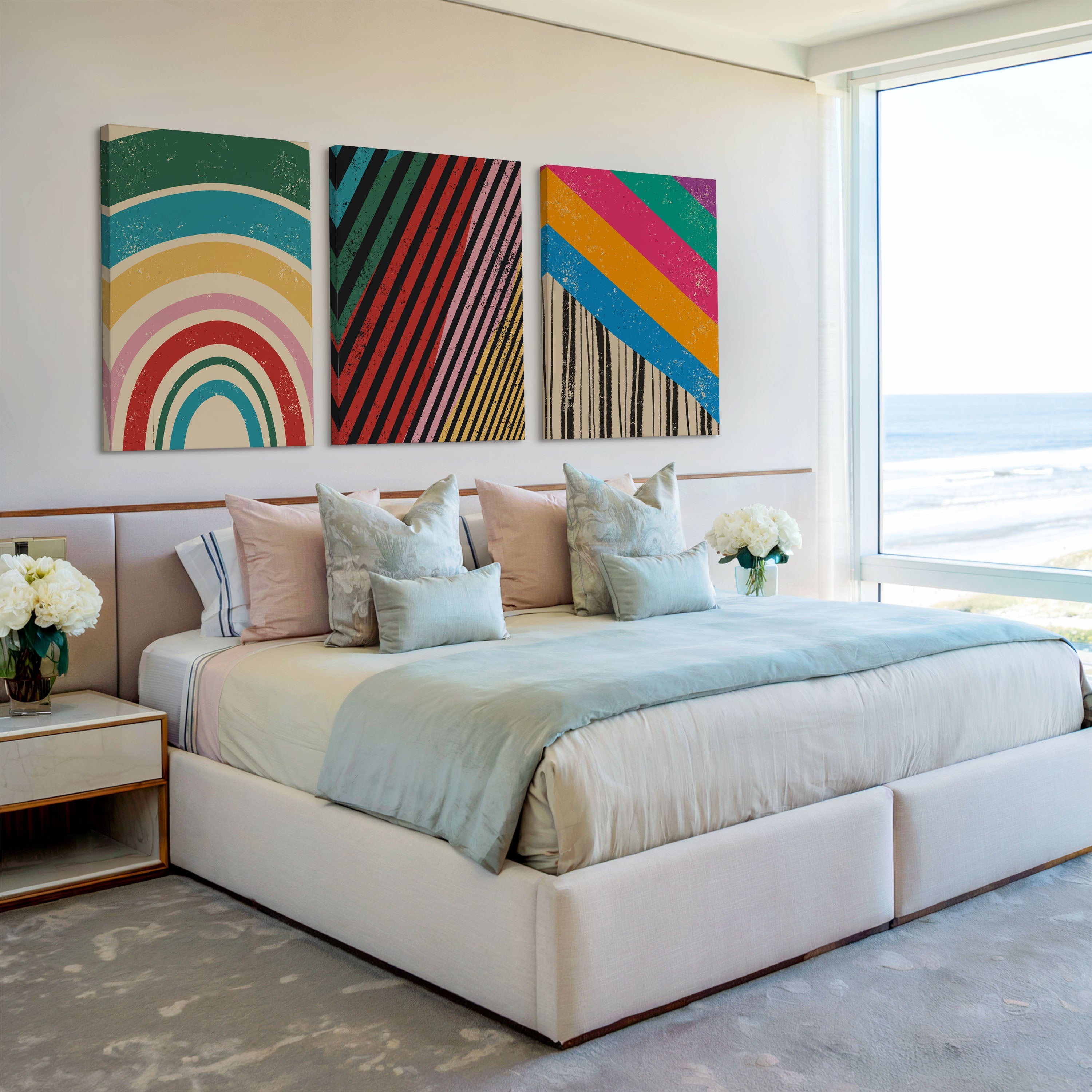 Color Parade Trio – Set of 3 Mid-Century Abstract Wall Art Prints