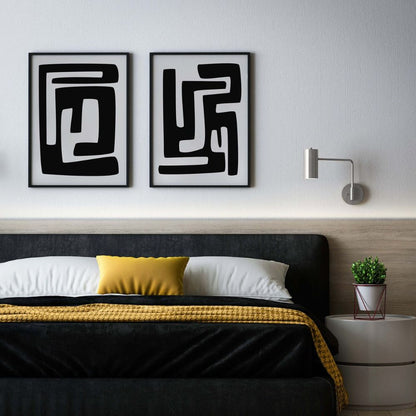 Botanical Wall Art Set Gray Black Wall Art Modern Wall Frame