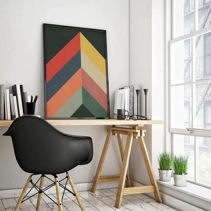 Colorful Chevrons Abstract Print Black Geometric Wall Art Wall Frame