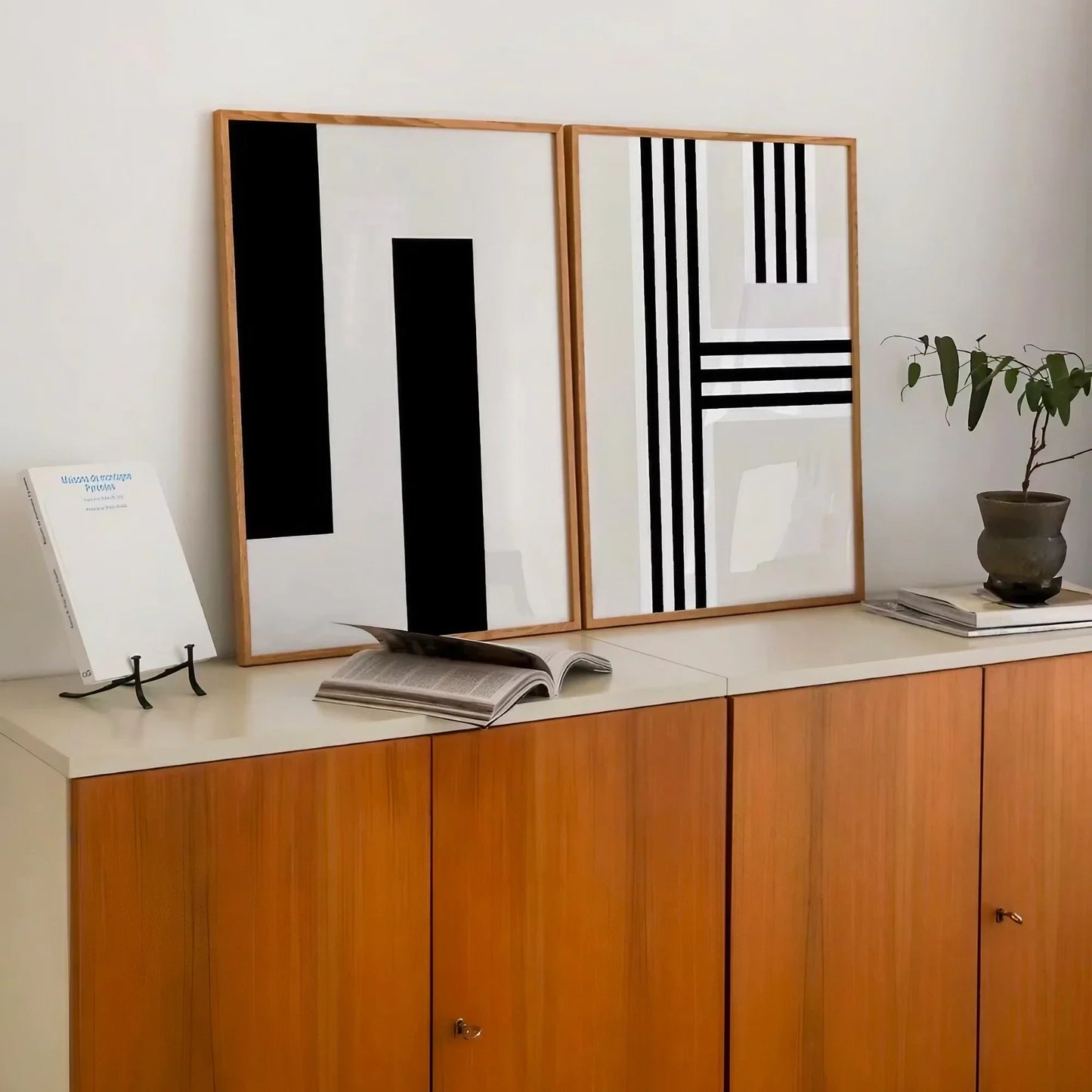 Black and White Abstract Wall Art Set of 2 Wall Frame