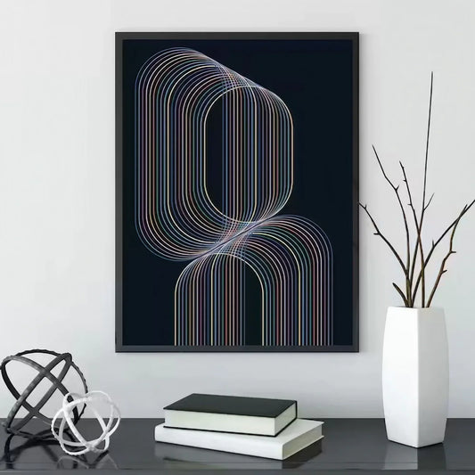 Modern Blue Geometric Wall Art Navy Blue Wall Art Large Modern Wall Frame