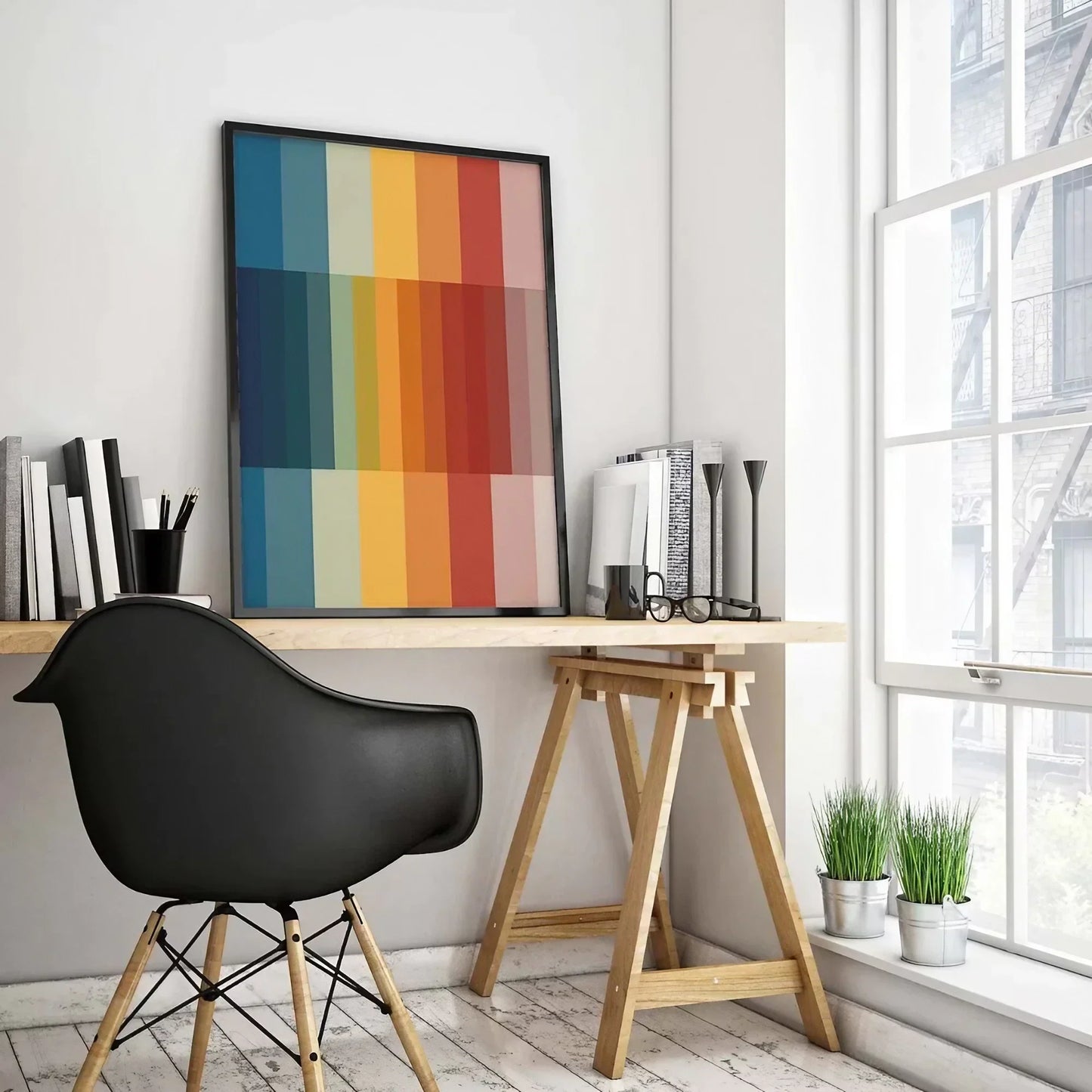 Bold Large Abstract Rainbow Wall Frame