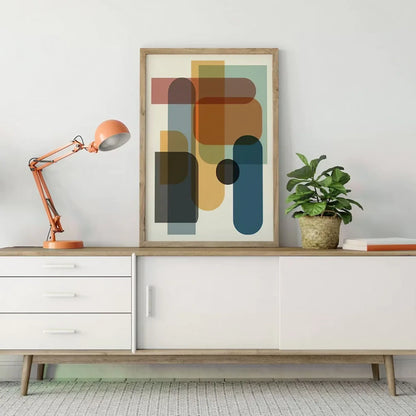 Large Abstract Colorful Mid Century Wall Frame