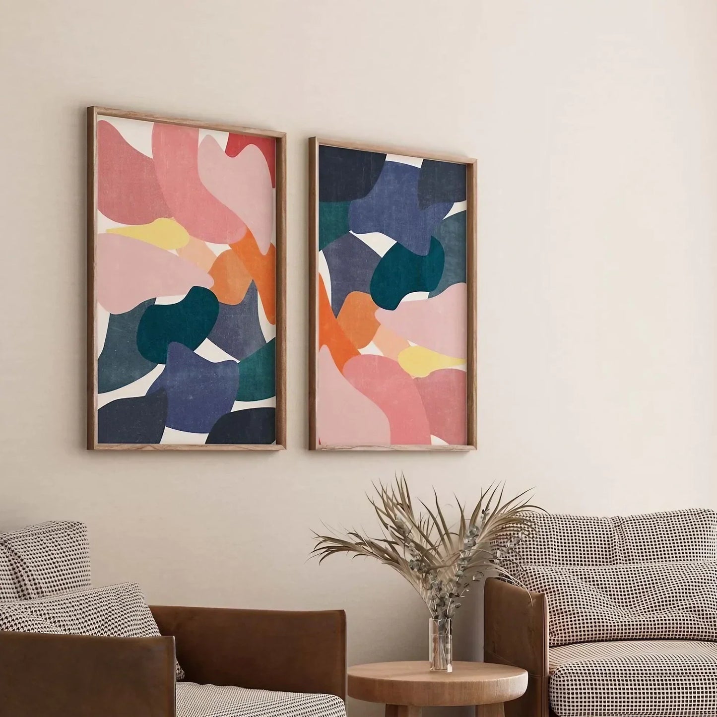 Set of 2 Vibrant Wall Art Modern Colorful Wall Frame