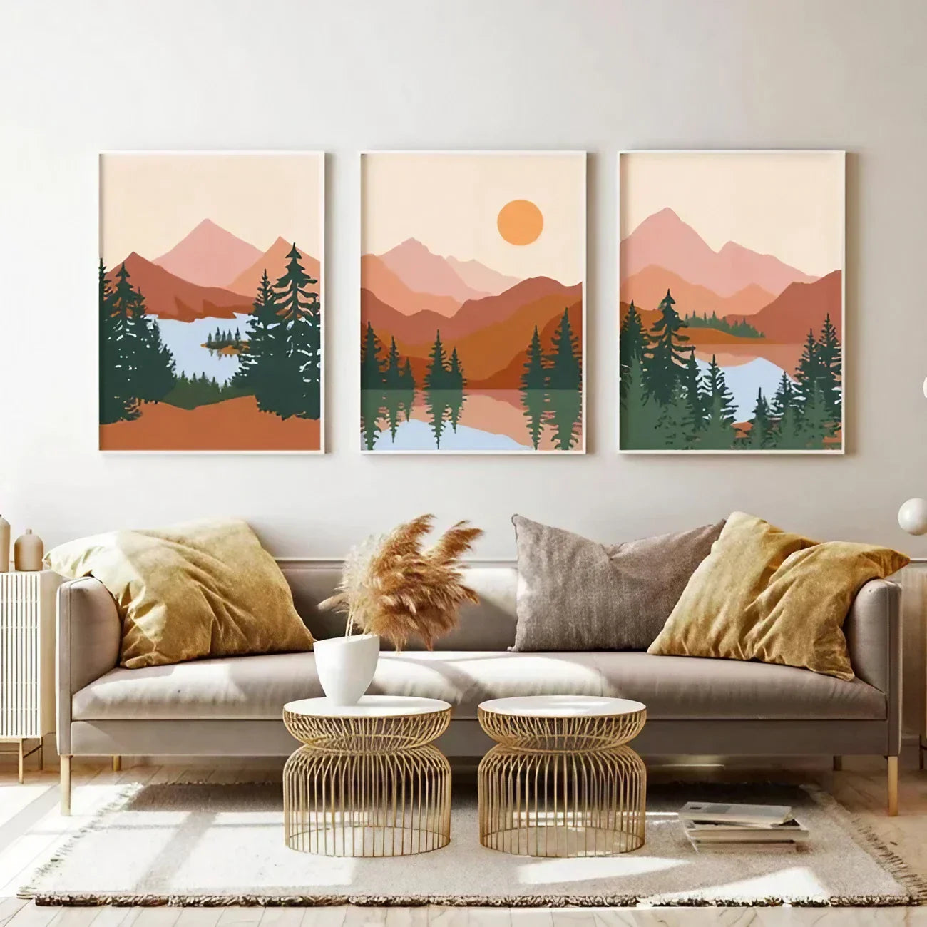 Abstract Mountain Wall Frame Set of 3