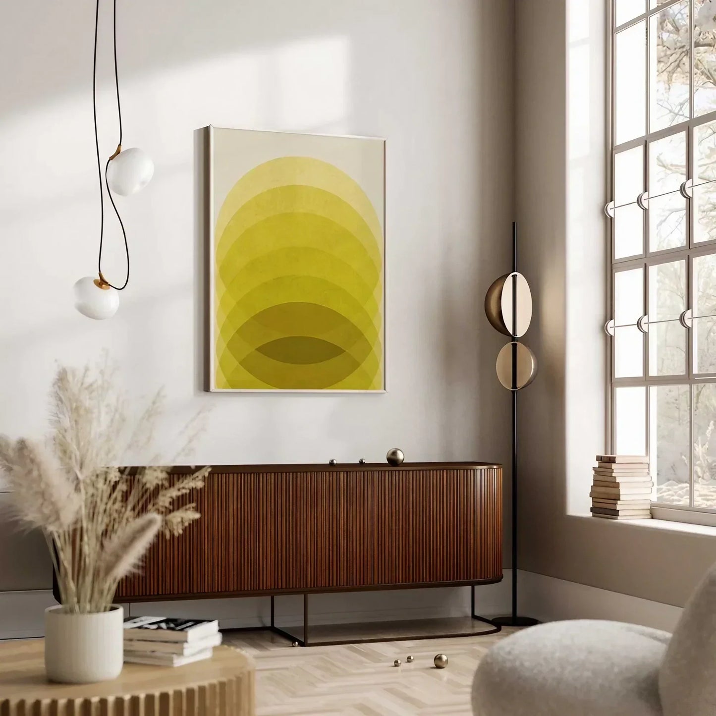 Abstract Yellow Wall Art, Mustard Yellow Wall Frame