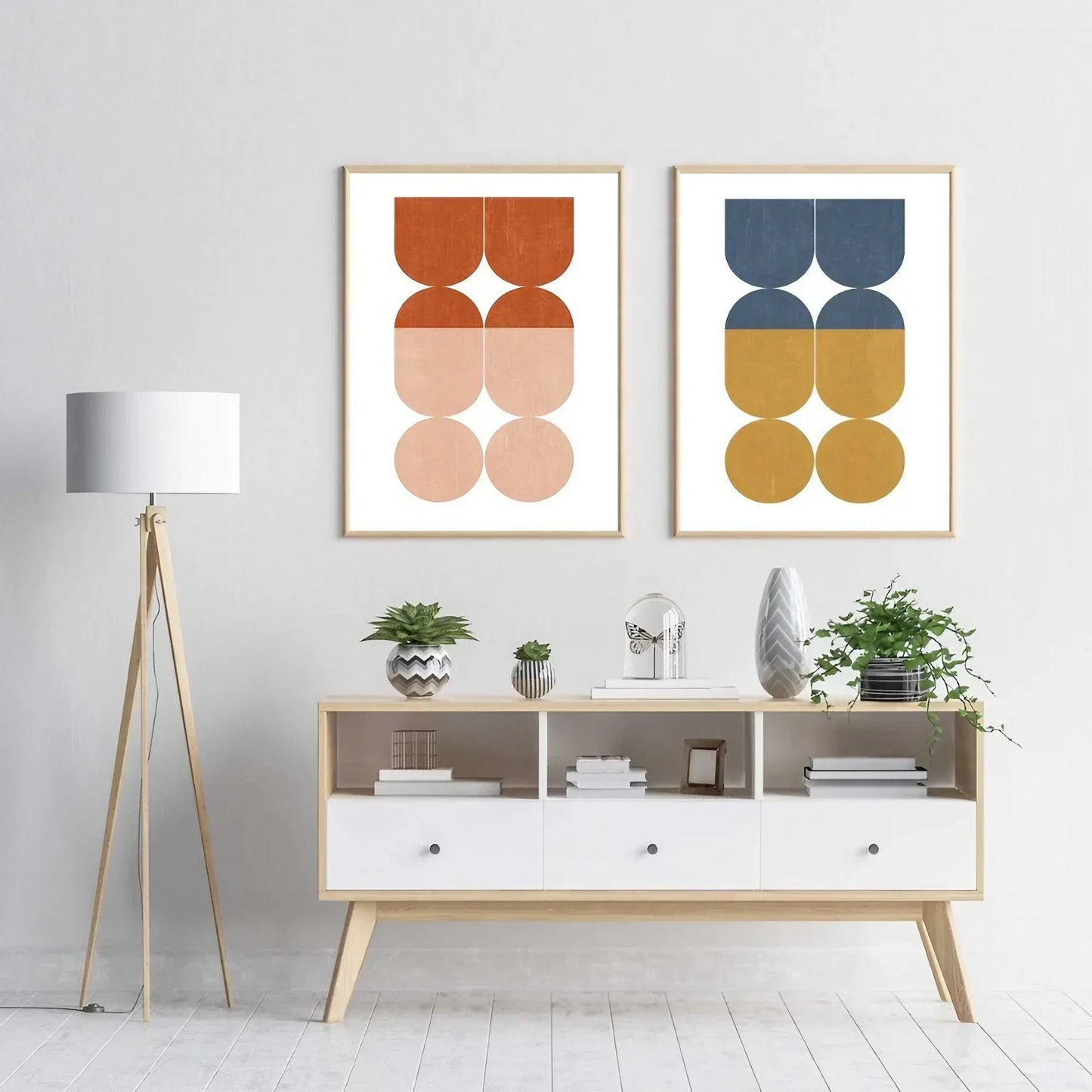 Fun Set of 2 Colorful Wall Scandinavian Abstract Wall Frame