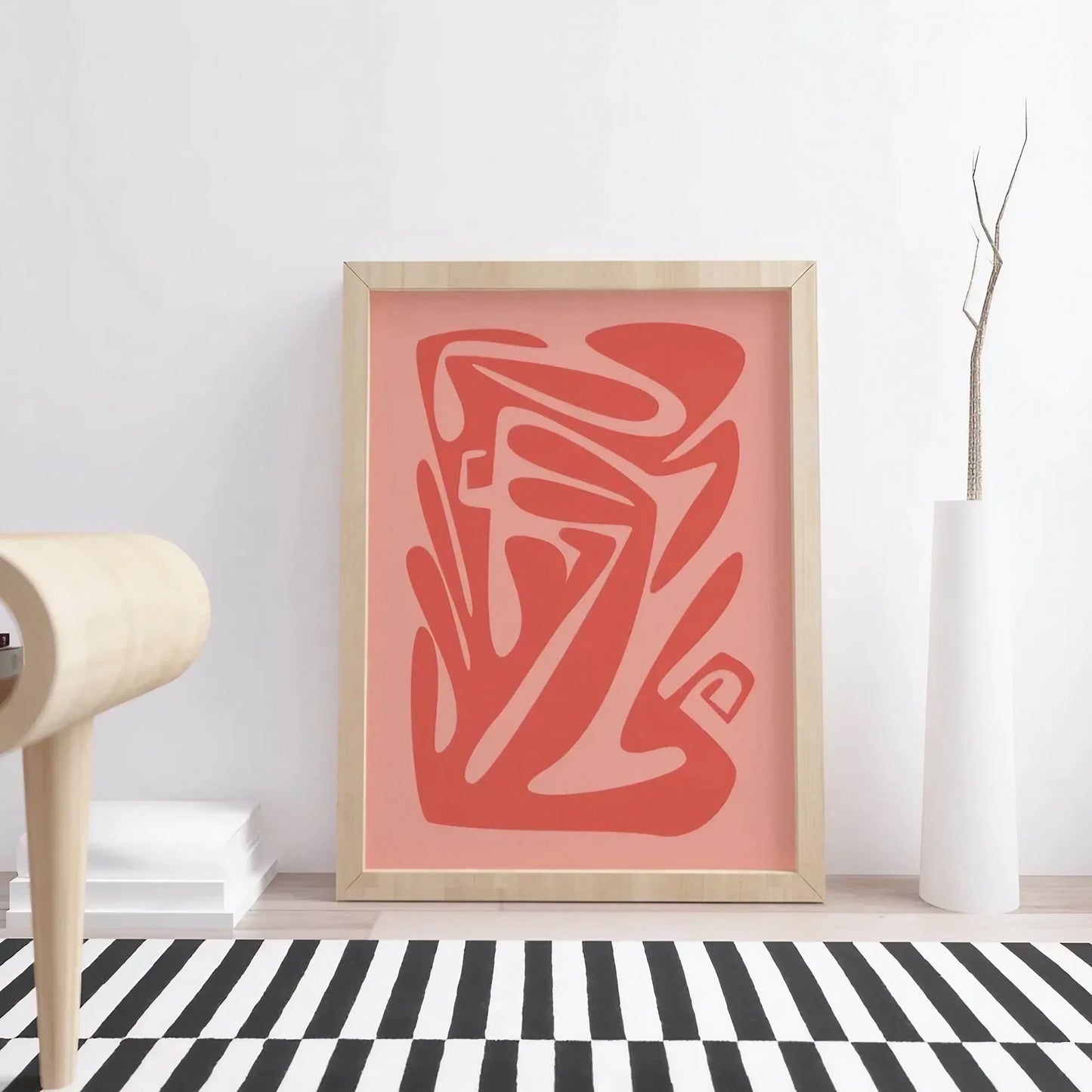 Pink Decor Abstract Botanical Modern Wall Frame