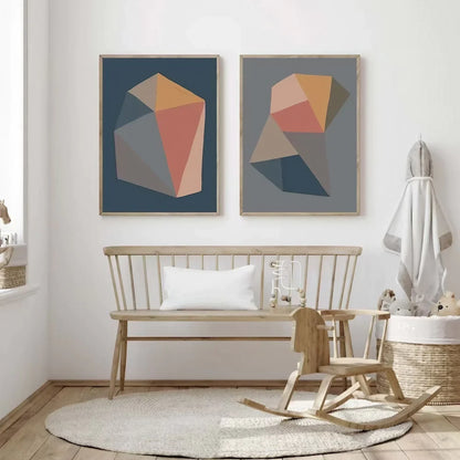 Set of 2 Abstract Color Block Art Colorful Wall Frame
