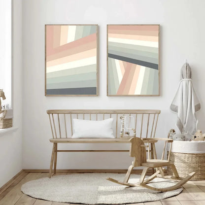 Boho Rainbow Nursery Art Set of 2 Neutral Rainbow Decor Large Wall Decor Wall Frame