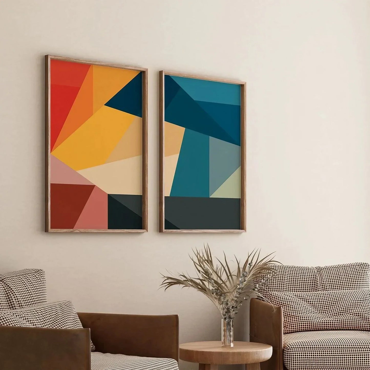 Set of 2 Modern Abstract Art Wall Decor Living Room Art Wall Frame