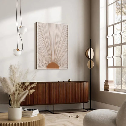 Large Boho Sun Art Brown Wall Frame