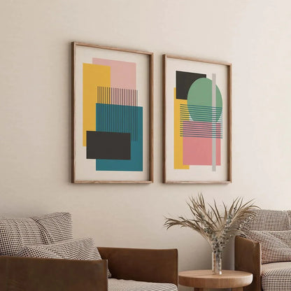 Set of 2 Colorful Wall Art Set of Abstract Wall Frame