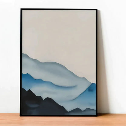 Watercolor blue mountains minimalist abstract Wall Frame