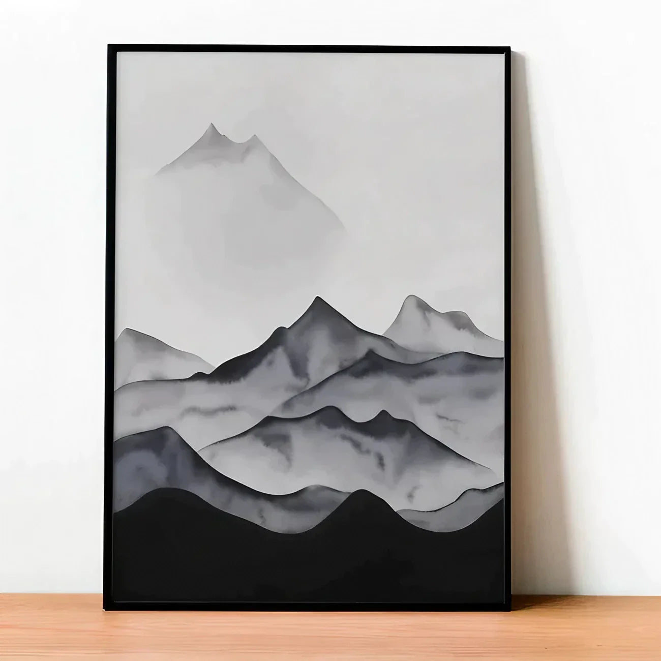 Watercolor black mountains minimalist abstract Wall Frame