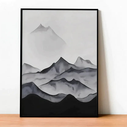 Watercolor black mountains minimalist abstract Wall Frame
