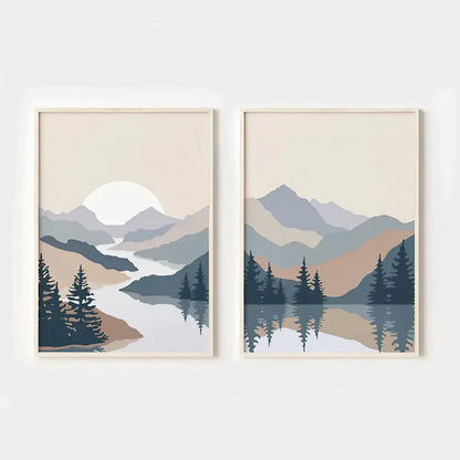 Mountain Sun Wall Frame Set of 2
