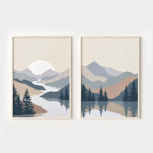 Mountain Sun Wall Frame Set of 2