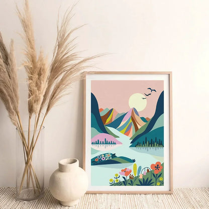 Mountains Print, Landscape Wall Art Wall Frame