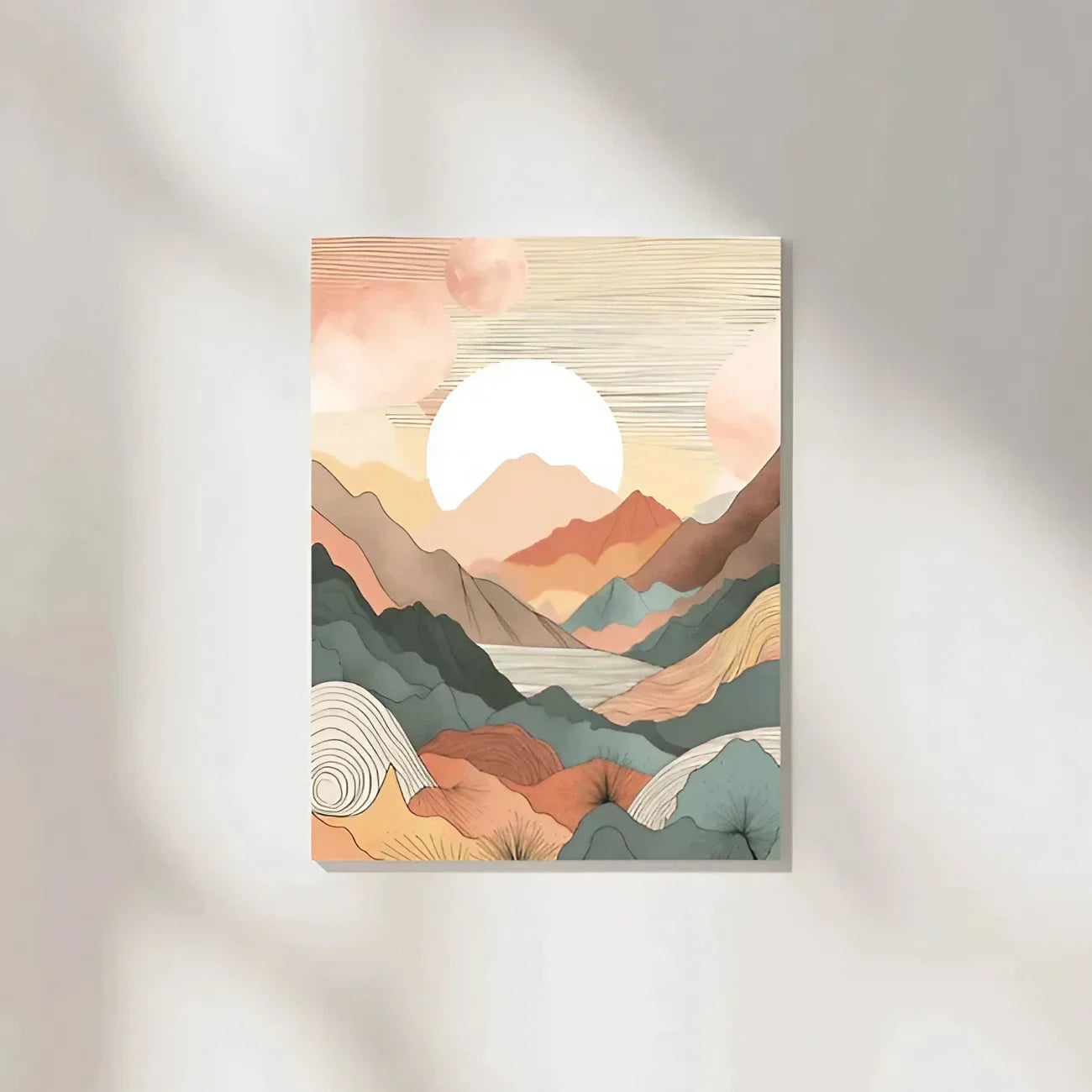Sun and Mountain Wall Art Wall Frame
