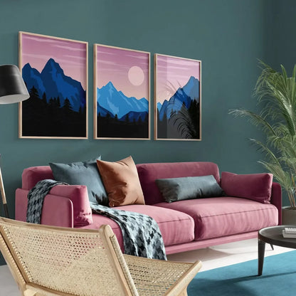 Sun and Mountain View Wall Art Wall Frame