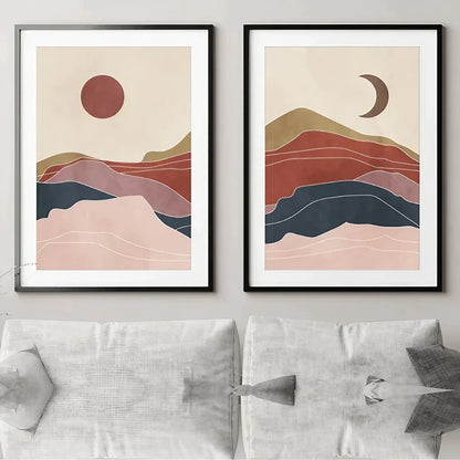 Sun Moon Set of 2 Wall Art Wall Frame