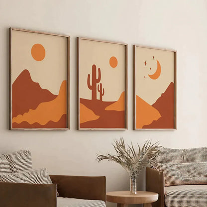 Sun Moon Mountain Set of 3 Wall Art Frame