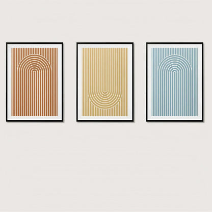 Mid Century Modern Wall Art Set of 3 Wall Frame