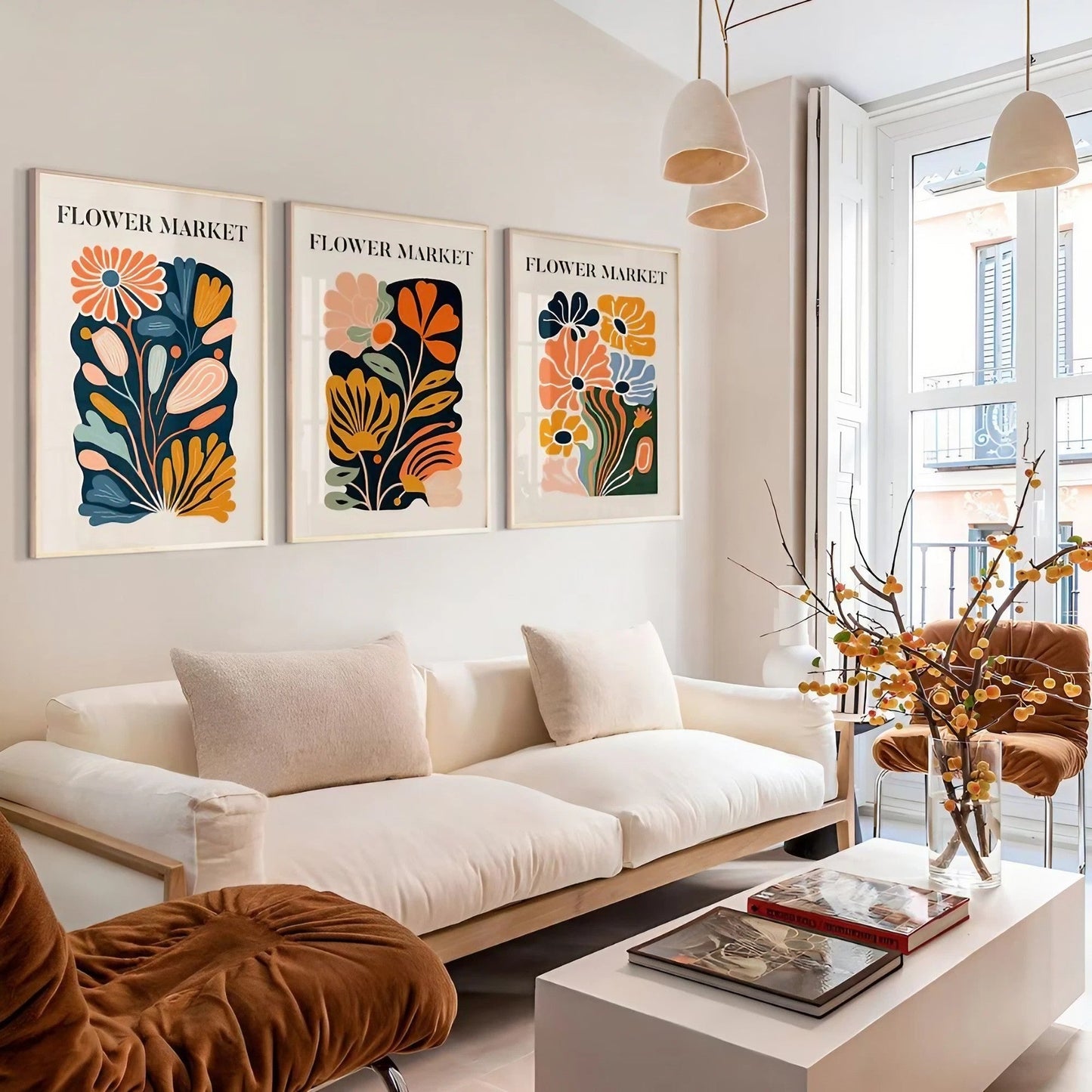 Set Of 3 Flower Market Wall Frame