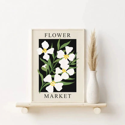 Black Beige White Floral Wall Decor Frame