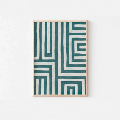 Abstract Home Decor Teal Gray Wall Art Wall Frame