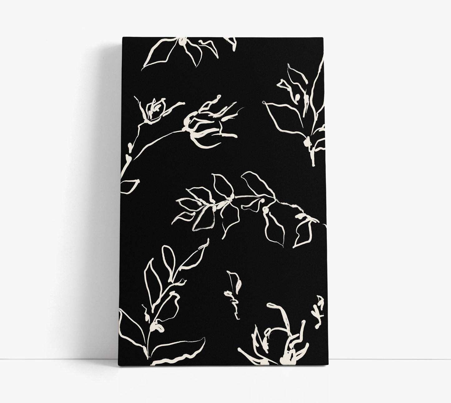 Black Floral Pattern Wall Art Print