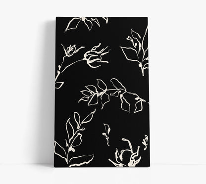 Black Floral Pattern Wall Art Print