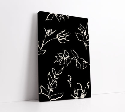 Black Floral Pattern Wall Art Print