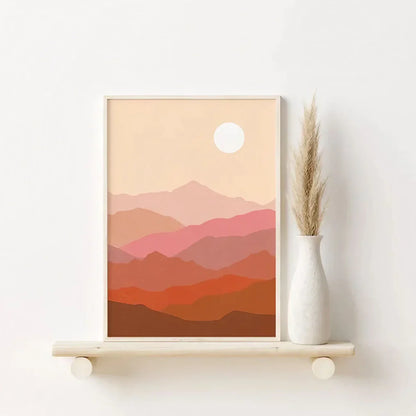 Mountains Sun Terracotta Wall Art Frame