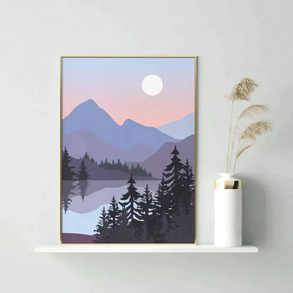 Mountains Lake Trees Wall Frame