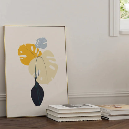 Mustard Navy Blue and Light Blue Mid Century Wall Art Modern Wall Frames