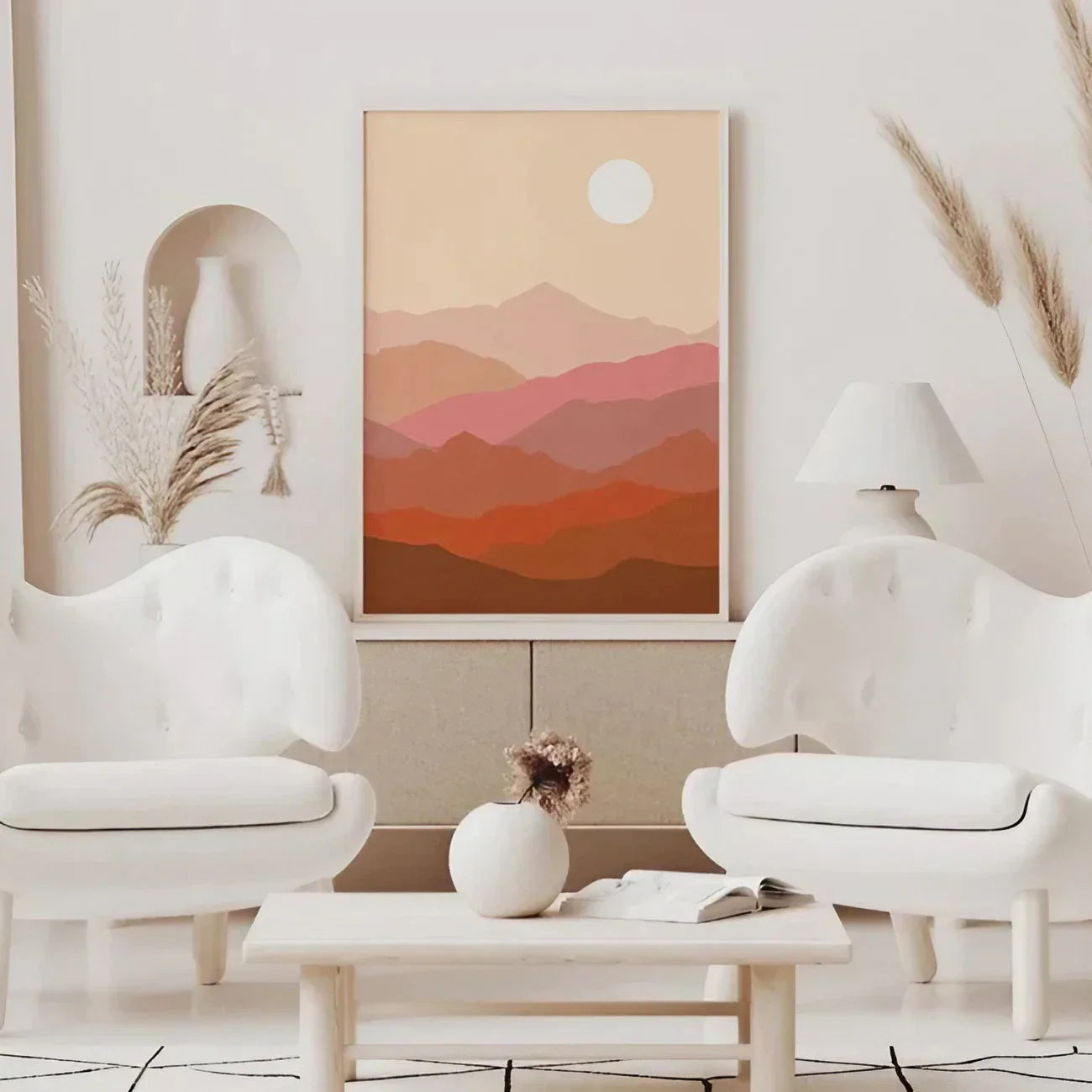 Mountains Sun Terracotta Wall Art Frame