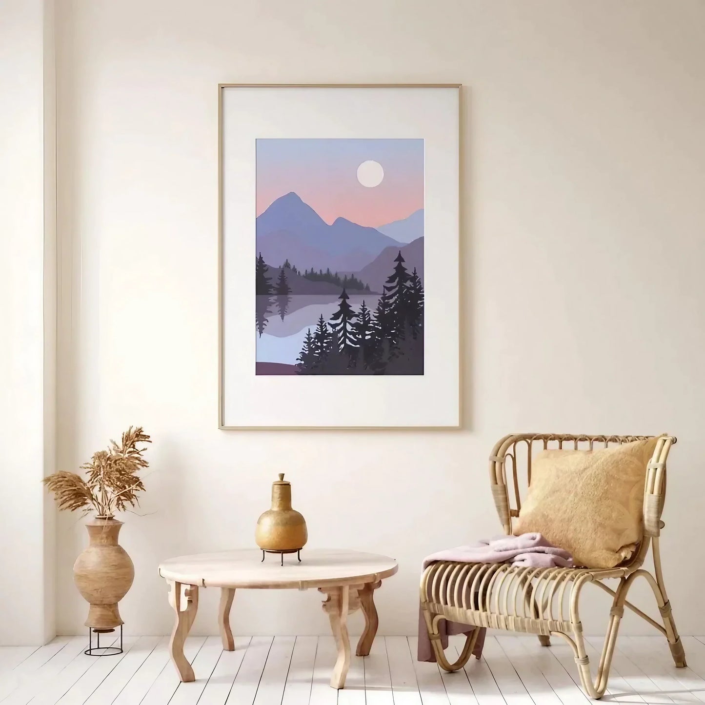 Mountains Lake Trees Wall Frame