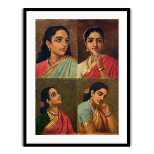 Four Portrait by Raja Ravi Varma Wall Art Print for Home Decor
