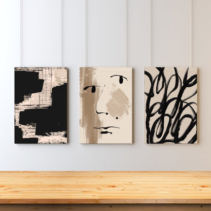 Between Spaces – Modern Minimal Abstract Wall Art Set of 3