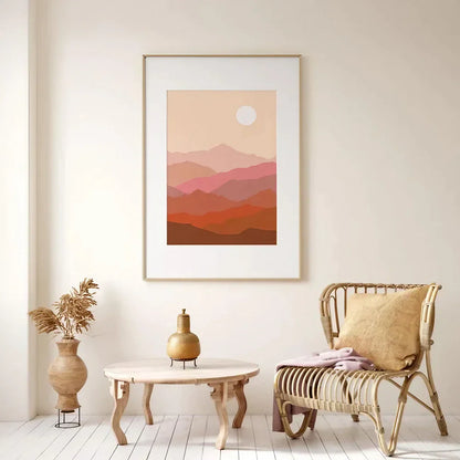 Mountains Sun Terracotta Wall Art Frame