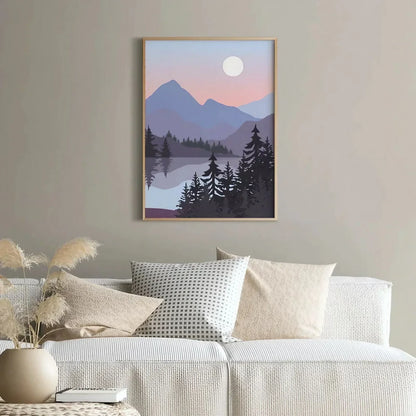 Mountains Lake Trees Wall Frame