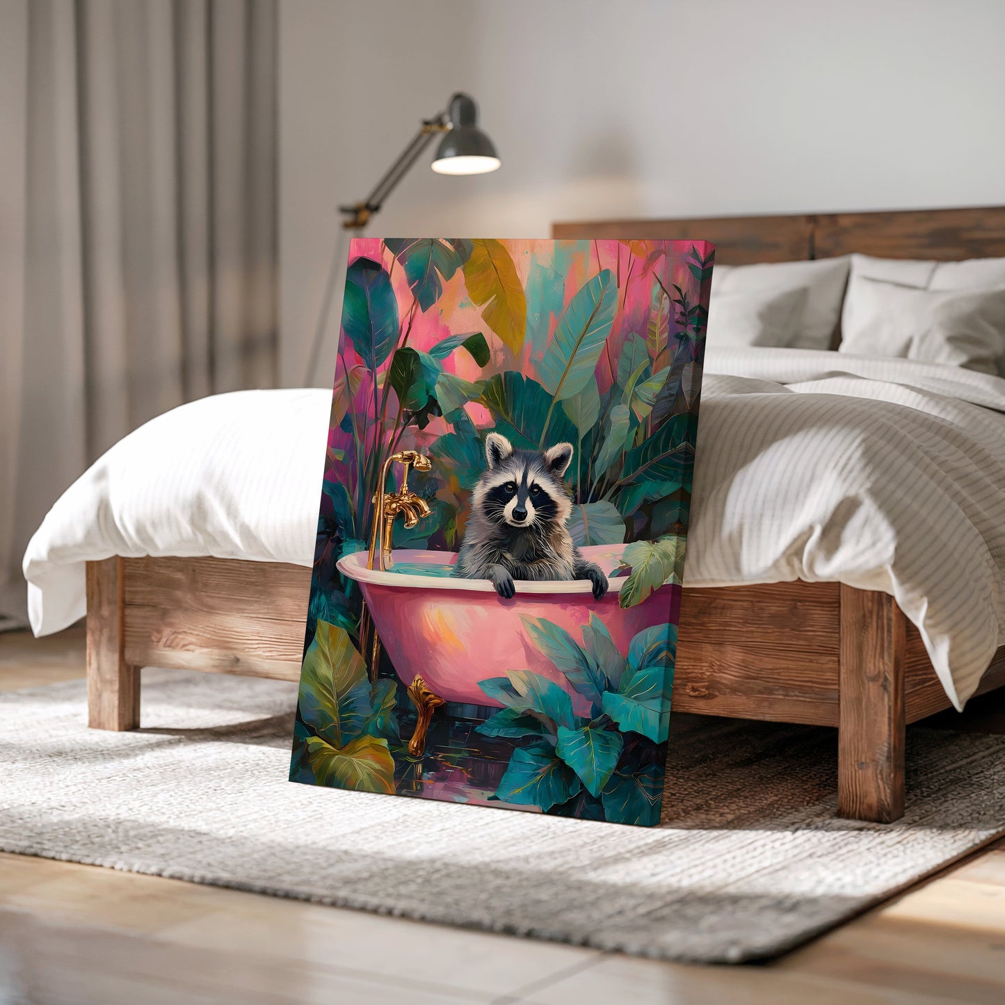 RACCOON IN PINK BATHTUB