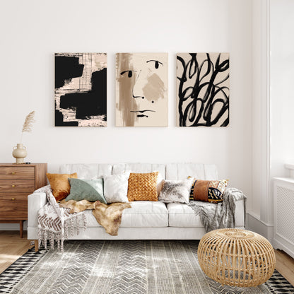 Between Spaces – Modern Minimal Abstract Wall Art Set of 3