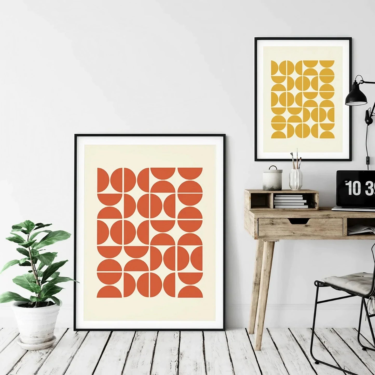 Abstract Wall Art Set of 3 Mid Century Modern Wall Frames