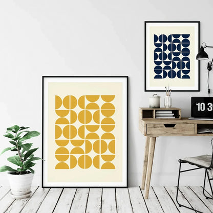 Abstract Wall Art Set of 3 Mid Century Modern Wall Frames