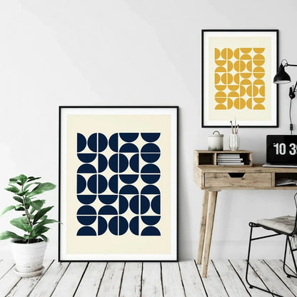 Abstract Wall Art Set of 3 Mid Century Modern Wall Frames