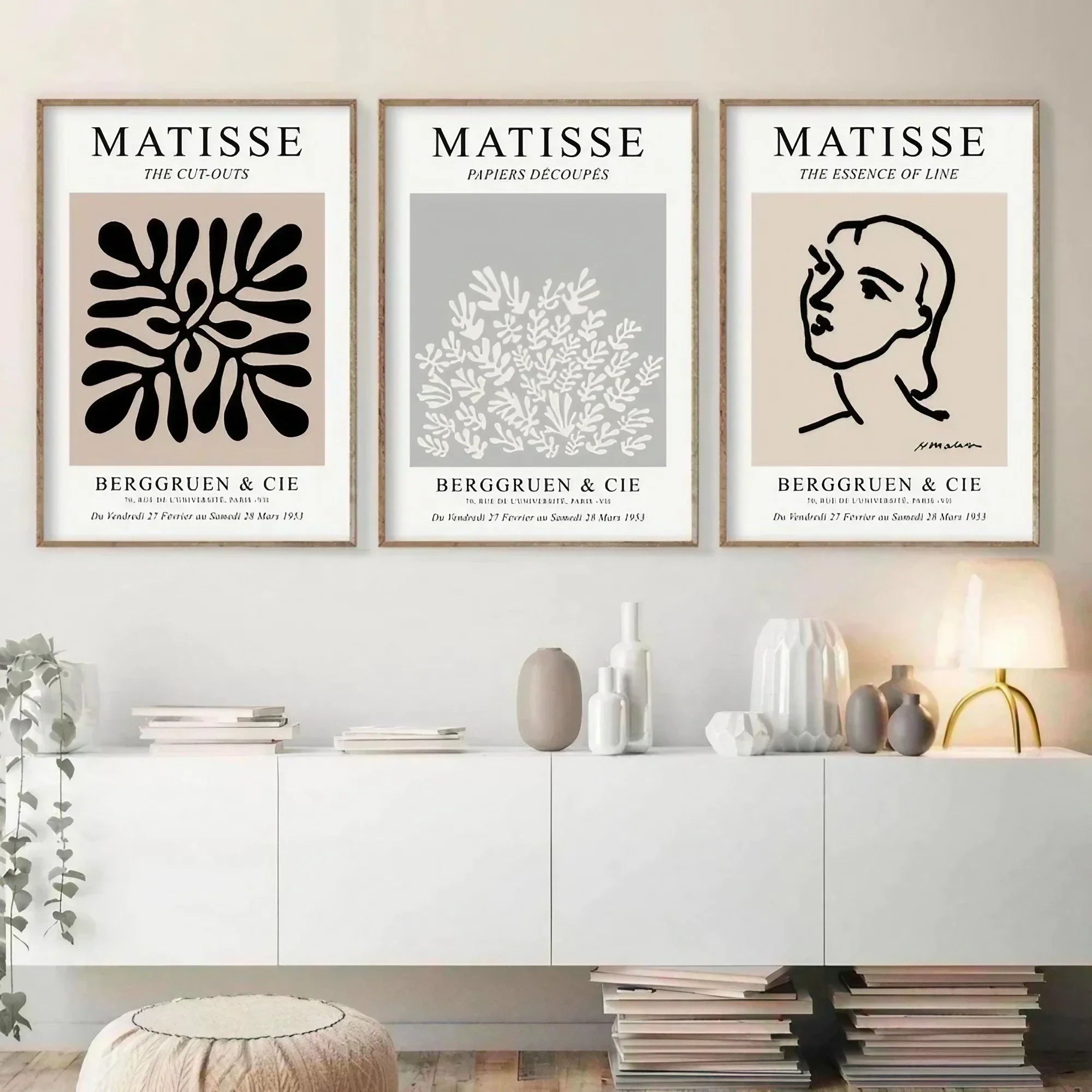 Beige Grey Black Matisse Gallery Wall Frame Set of 3