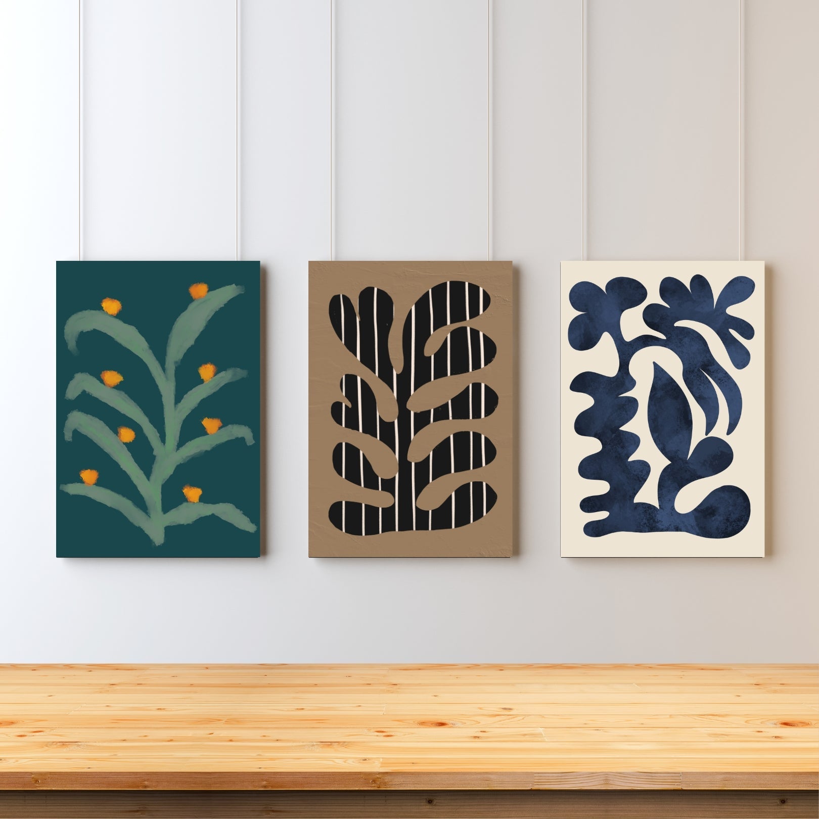 Botanical Notes – Vibrant Eclectic Abstract Wall Art Set of 3